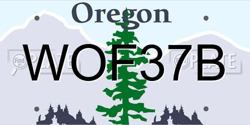 WOF37B Oregon License Plate