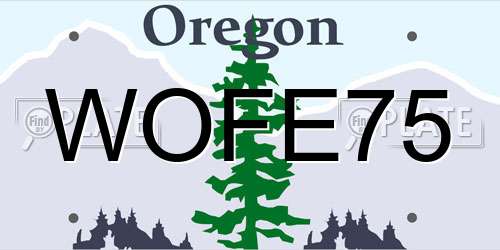 WOFE75 Oregon License Plate