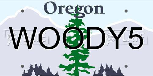 WOODY5 Oregon License Plate