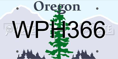WPH366 Oregon License Plate