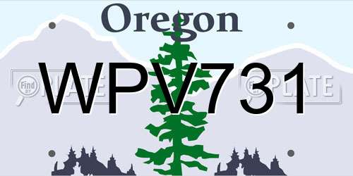 WPV731 Oregon License Plate