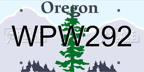 WPW292 Oregon License Plate