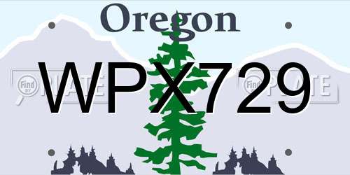 WPX729 Oregon License Plate