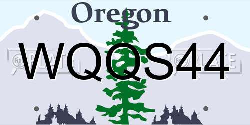 WQQS44 Oregon License Plate