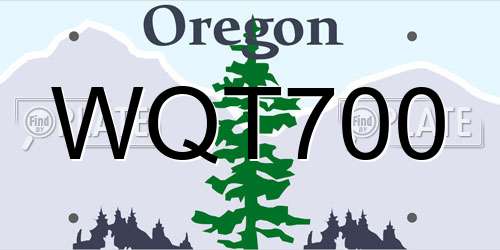 WQT700 Oregon License Plate