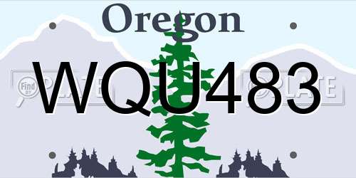 WQU483 Oregon License Plate