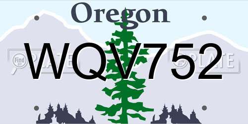 WQV752 Oregon License Plate
