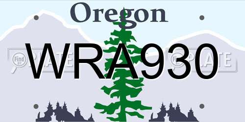 WRA930 Oregon License Plate