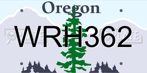 WRH362 Oregon License Plate