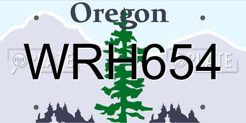 WRH654 Oregon License Plate