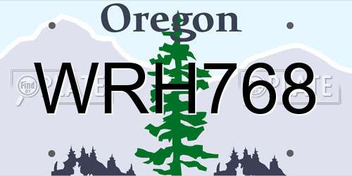WRH768 Oregon License Plate