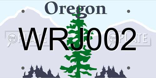 WRJ002 Oregon License Plate