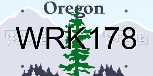 WRK178 Oregon License Plate