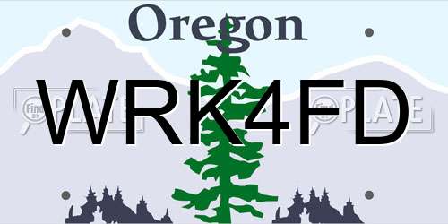 WRK4FD Oregon License Plate