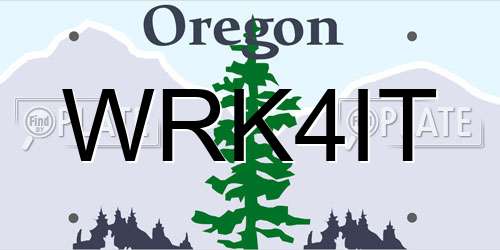 WRK4IT Oregon License Plate