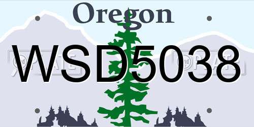 WSD5038 Oregon License Plate