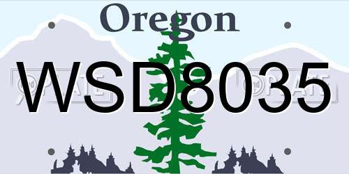 WSD8035 Oregon License Plate