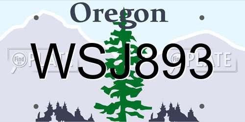 WSJ893 Oregon License Plate