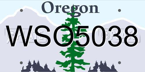 WSO5038 Oregon License Plate