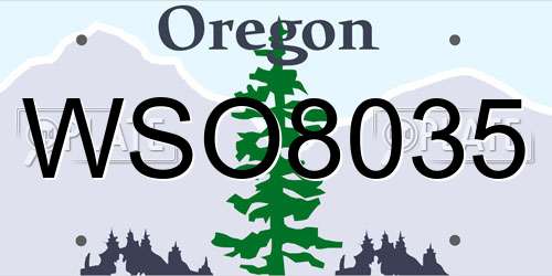 WSO8035 Oregon License Plate