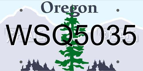 WSQ5035 Oregon License Plate