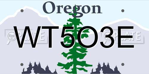 WT5O3E Oregon License Plate