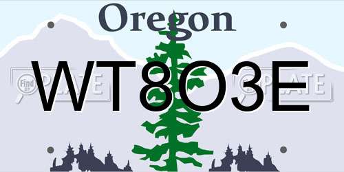 WT8O3E Oregon License Plate