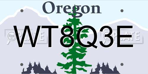 WT8Q3E Oregon License Plate