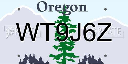 WT9J6Z Oregon License Plate