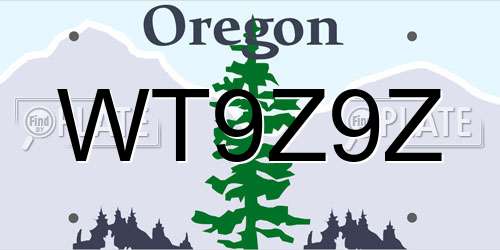 WT9Z9Z Oregon License Plate