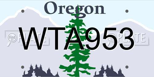WTA953 Oregon License Plate