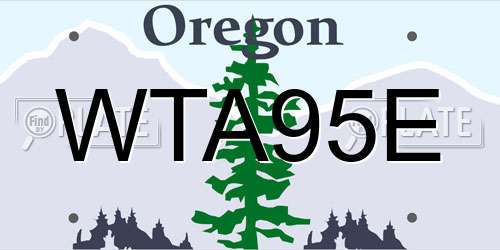 WTA95E Oregon License Plate