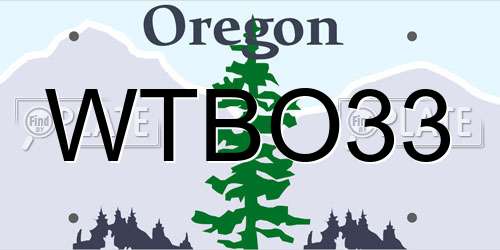 WTBO33 Oregon License Plate