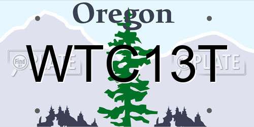 WTC13T Oregon License Plate