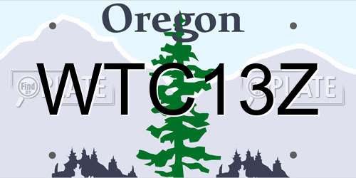 WTC13Z Oregon License Plate