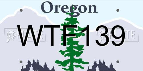 WTF139 Oregon License Plate