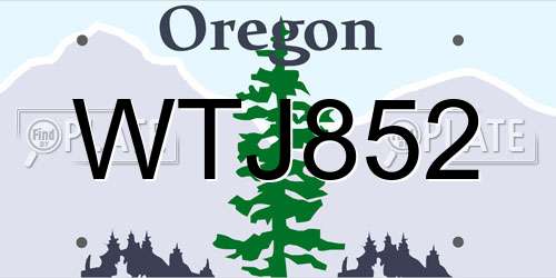 WTJ852 Oregon License Plate