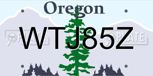 WTJ85Z Oregon License Plate