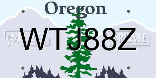 WTJ88Z Oregon License Plate