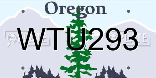 WTU293 Oregon License Plate