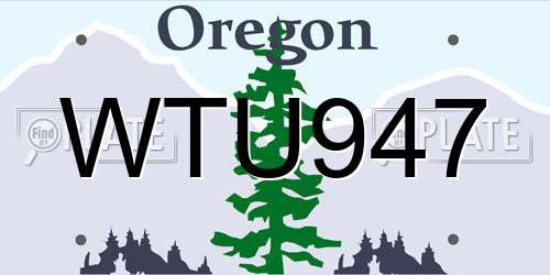 WTU947 Oregon License Plate