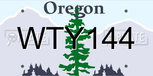 WTY144 Oregon License Plate