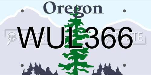 WUL366 Oregon License Plate