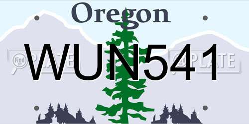 WUN541 Oregon License Plate