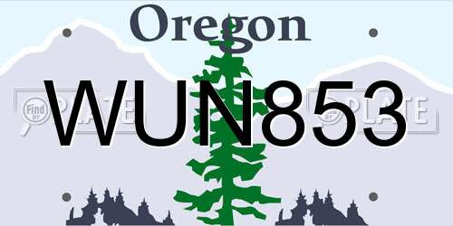 WUN853 Oregon License Plate
