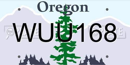 WUU168 Oregon License Plate