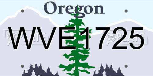 WVE1725 Oregon License Plate