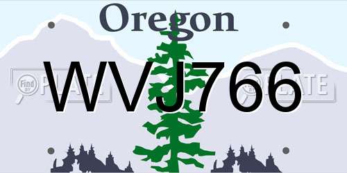 WVJ766 Oregon License Plate