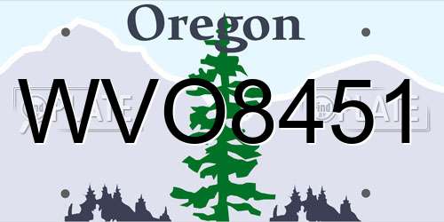 WVO8451 Oregon License Plate