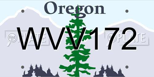 WVV172 Oregon License Plate
